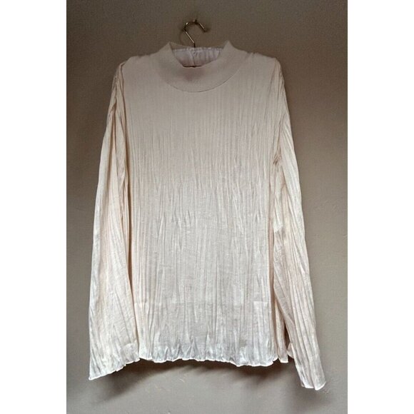 Vince Women Long Sleeve Crinkled Pleat Chiffon Top XXL Zip Pullover New $275